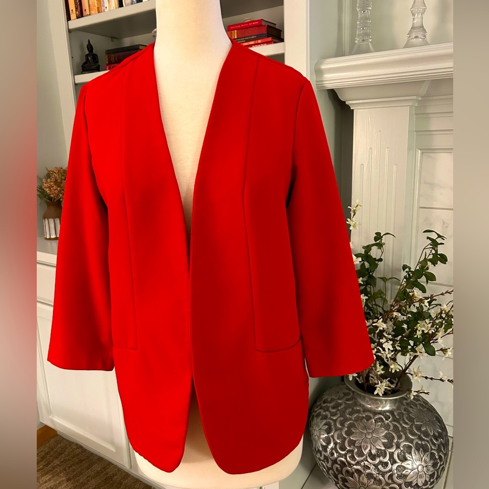 Open Front Red Blazer